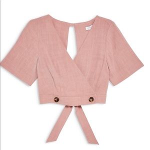 Brand New With Tags Topshop Tie Back Pink Crop Top
